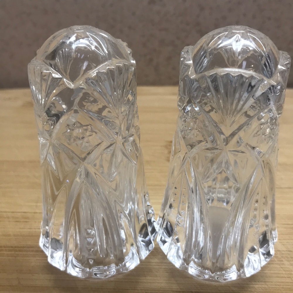 NWOT Crystal Salt & Pepper Shakers. Vintage J G Durand. France. Rare